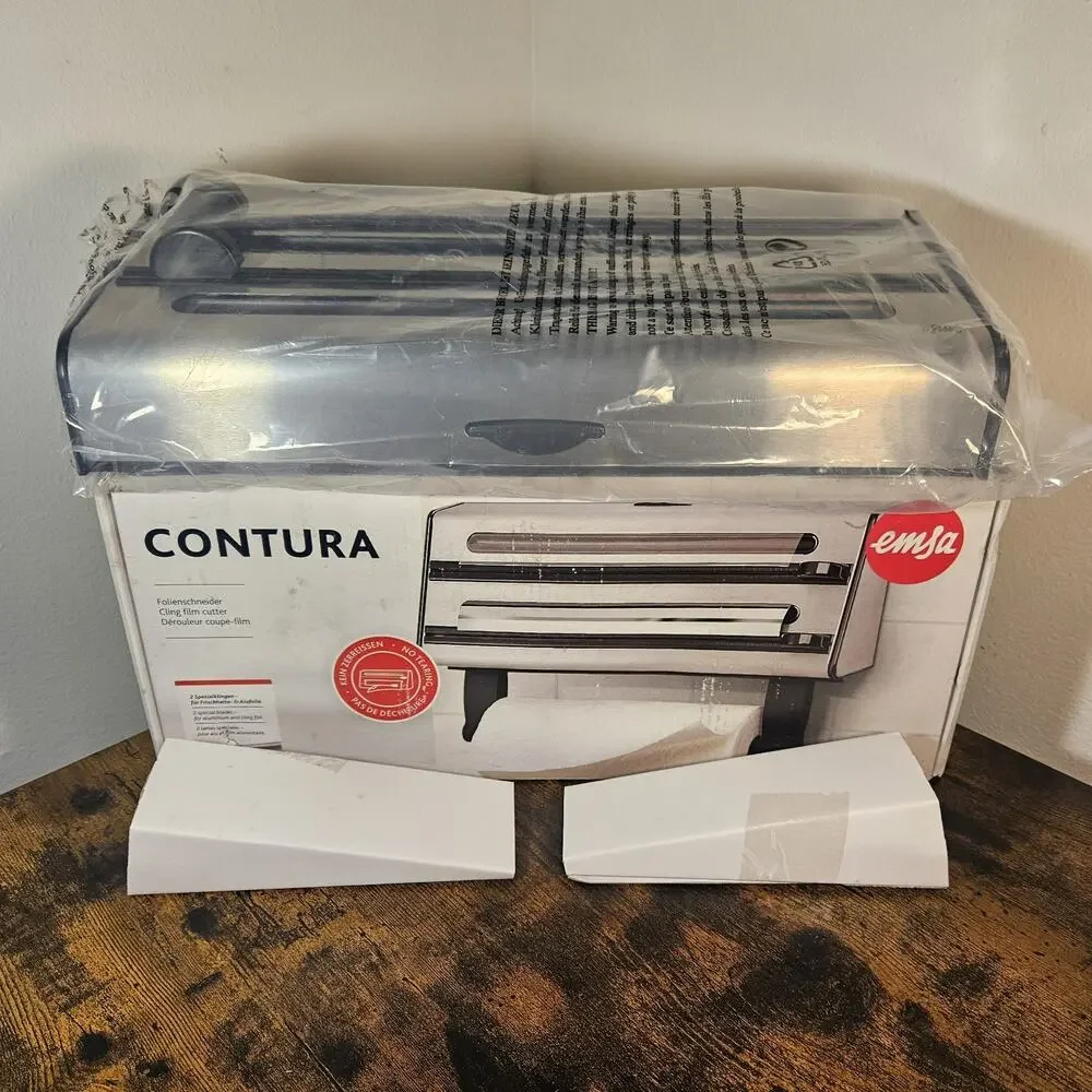 Emsa Contura Stainless Steel 3 in 1 Kitchen Triple Roll Dispenser Foil Holder